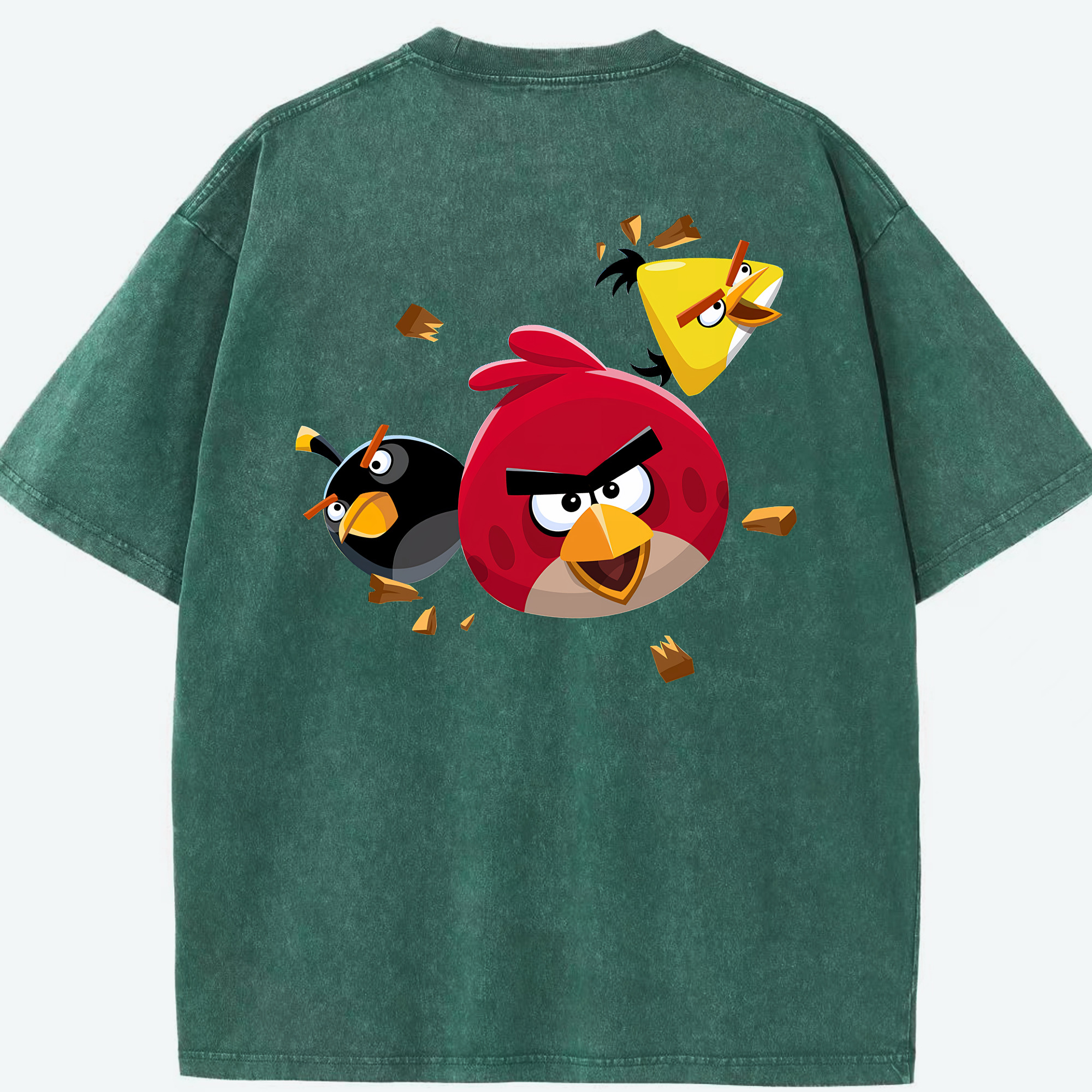 （画像用） Angry Birds アングリーバード 綿100% ヴィンテージ風 半袖Tシャツ（背面プリント）